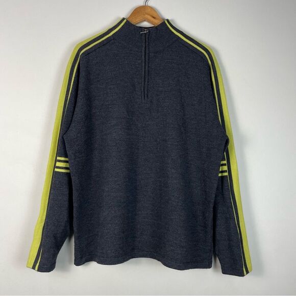 Neve Grey 100% Wool Long Sleeves Mock Neck Quater Zip Sweater Size XL - Picture 1 of 13